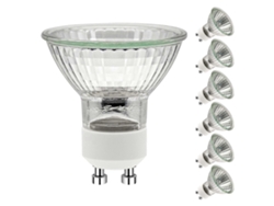Bombillas halógenas Rebe GU10, paquete de 6, 230 V, 35 W, luz blanca cálida 2700 K, clase energética G, regulables, 420 lúmenes, 2500 horas de vida útil.