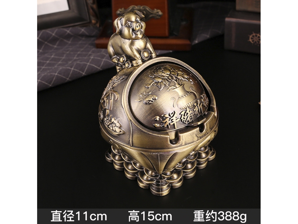 (12 Animales Del Zodiaco En Bronce Antiguo - Cerdo, Versión Mejorada) Cenicero Creativo Con Animales Del Zodiaco