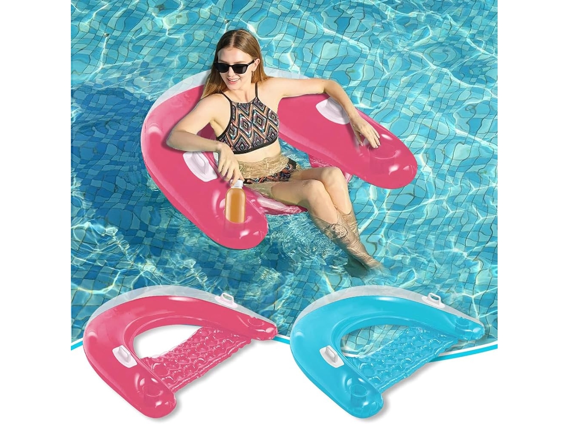 Silla Hinchable Para Piscina Para Adultos, Con Portavasos Y Asas, Ideal Para Fiestas En La Piscina Rosa Siurn