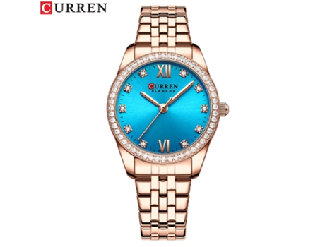 Relojes para mujer, relojes casuales de acero inoxidable, relojes redondos, reloj analógico con movimiento de cuarzo para mujer, azul claro LUUCOZK