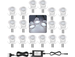 Kit de iluminación LED empotrable para terrazas, 4000k, 12v, resistente al agua IP67 (juego de 16) PRIME KANG (Blanco natural)