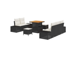Maison Exclusive - Conjunto De Sofás De Jardín Con Cojín 8 Pcs Negro Poliratán