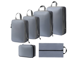 Bolsa de almacenamiento de compresión, juego de 6 piezas, bolsa de viaje ligera, color gris Siurn