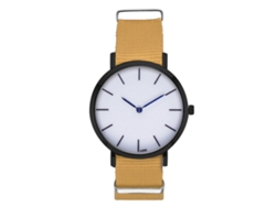 Reloj De Cuarzo Para Hombre Con Dial Redondo Y Correa De Nylon Casual Elegante Beige