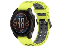 Bracelete Para Garmin Ocean (26mm) - Silicone Bicolor - Fivela Dupla Cinza Limão