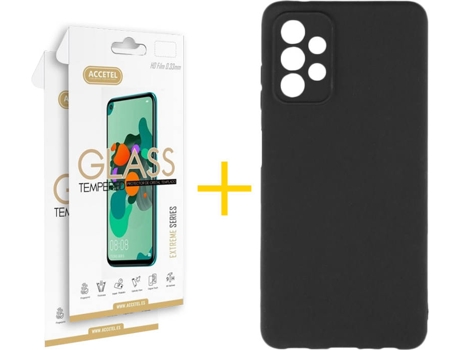 Kit Funda + Protector de Pantalla Samsung A32 5G ACCETEL Cristal Templado 4768 Negro