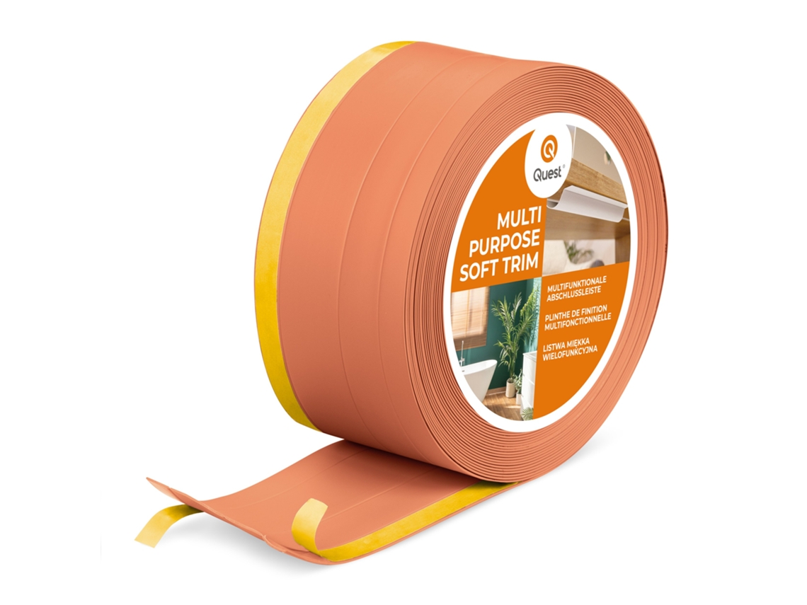Zócalo de PVC W2 4 en 1, 1 x 120 mm, 5 m, autoadhesivo, revestimiento, flexible para suelo y pared, Mattone Quest