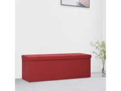 Lovely Home Banco de Ordenación Plegable Lino Falso Rojo Tinto