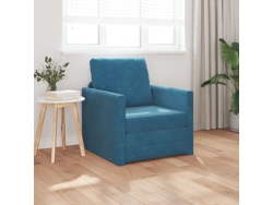 Sofá Cama 2-en-1 Azul 74x77x81 Cm De Terciopelo Wsd904158