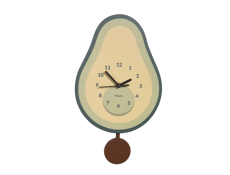 Reloj de pared original aguacate Reloj de pared silencioso de 38 x 20 centímetros Reloj cocina verde Reloj de péndulo de madera y ABS 1 Pila AA FIS...