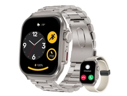 Reloj inteligente Yizhood con pantalla Ultra HD de 2.0 pulgadas y diseño curvo 3D, llamadas Bluetooth, monitorización de frecuencia cardíaca y SpO2 (plateado) (dos correas)