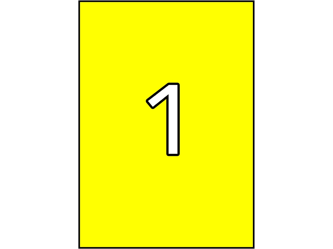 Etiquetas Adhesivas Permanentes en A4 20 Hojas APLI (Amarillo - 210 X 297 mm)