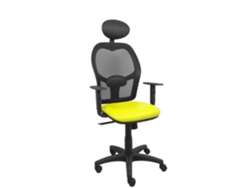 Silla De Oficina Alocén Con Mecanismo Sincro Tapizada Con Similpiel Color Amarillo Y Malla Color Negro
