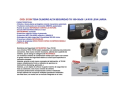 Tesa cilindro alta seguridad tk 100 30x30  ln r15 leva larga