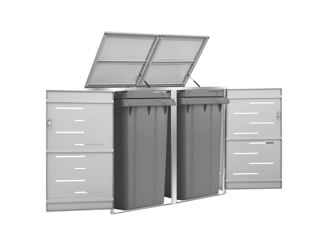 Refugio doble para cubo de basura (138 x 77,5 x 112,5 cm, acero inoxidable, DKD HOME DECOR)