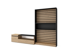 Muebles de Salón para TV 260x186x35cm Para TV hasta 65 Mueble Televisión Roble y negro