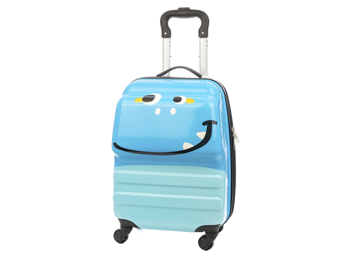 Cochecito infantil Bad, fabricado en ABS ligero y muy resistente. Con 4 ruedas giratorias de 360°. Diseño Blue Monster. 32 x 23 x 45 cm.