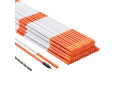 Juego de 100 Estacas de Fibra Naranja 121 cm con Banda Reflectiva para Marcaje Tekmaquinas