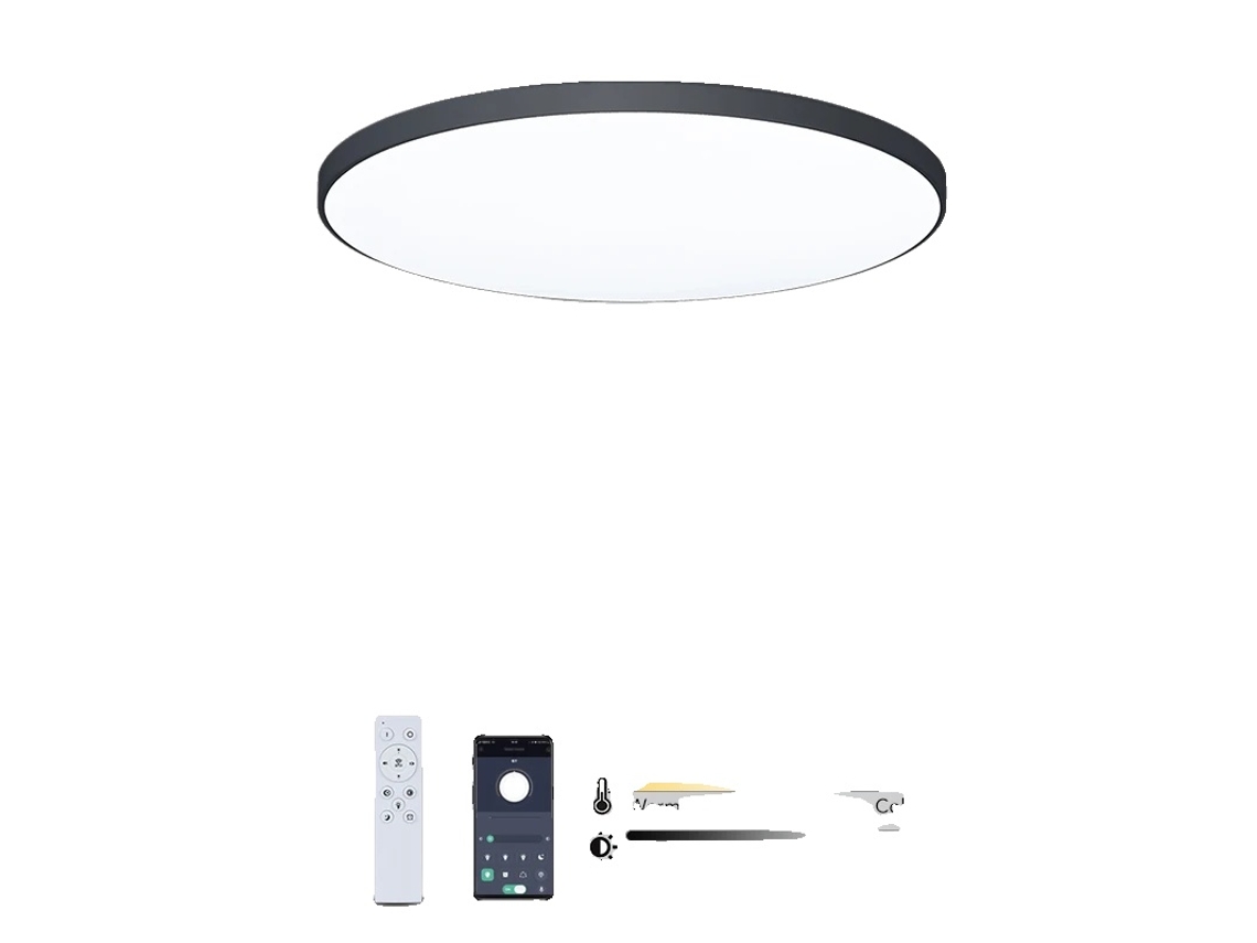 Lámpara de techo, control inteligente, regulable, diseño moderno, OEM negro (14,57 pulgadas)