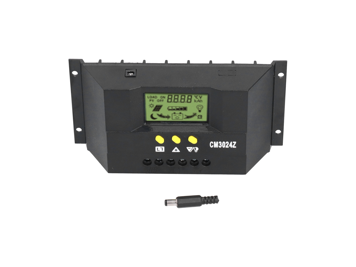 Controlador de carga solar PWM CM3024Z de 12 V, 24 V y 30 A con pantalla LCD y regulador inteligente