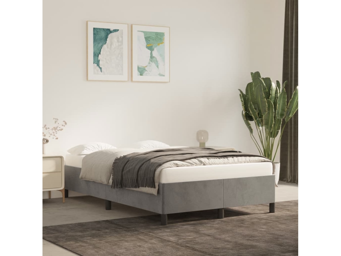 Estructura De Cama Sin Colchón Terciopelo Gris Claro 120x190 Cm