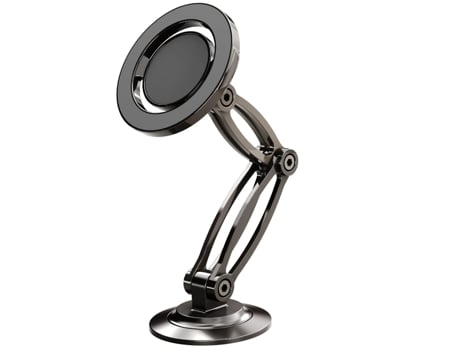 Soporte Teléfono Automóvil Anillo Tablero Instrumentos Rotación Brazos Plegables Dobles Ajustables CHRONUS Metal Negro