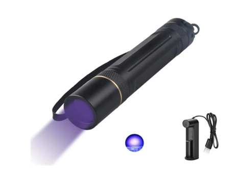 Antorcha 365nm Linterna ultravioleta Recargable UV Blacklight Antorchas con filtro de vidrio negro (Negro) CHRONUS