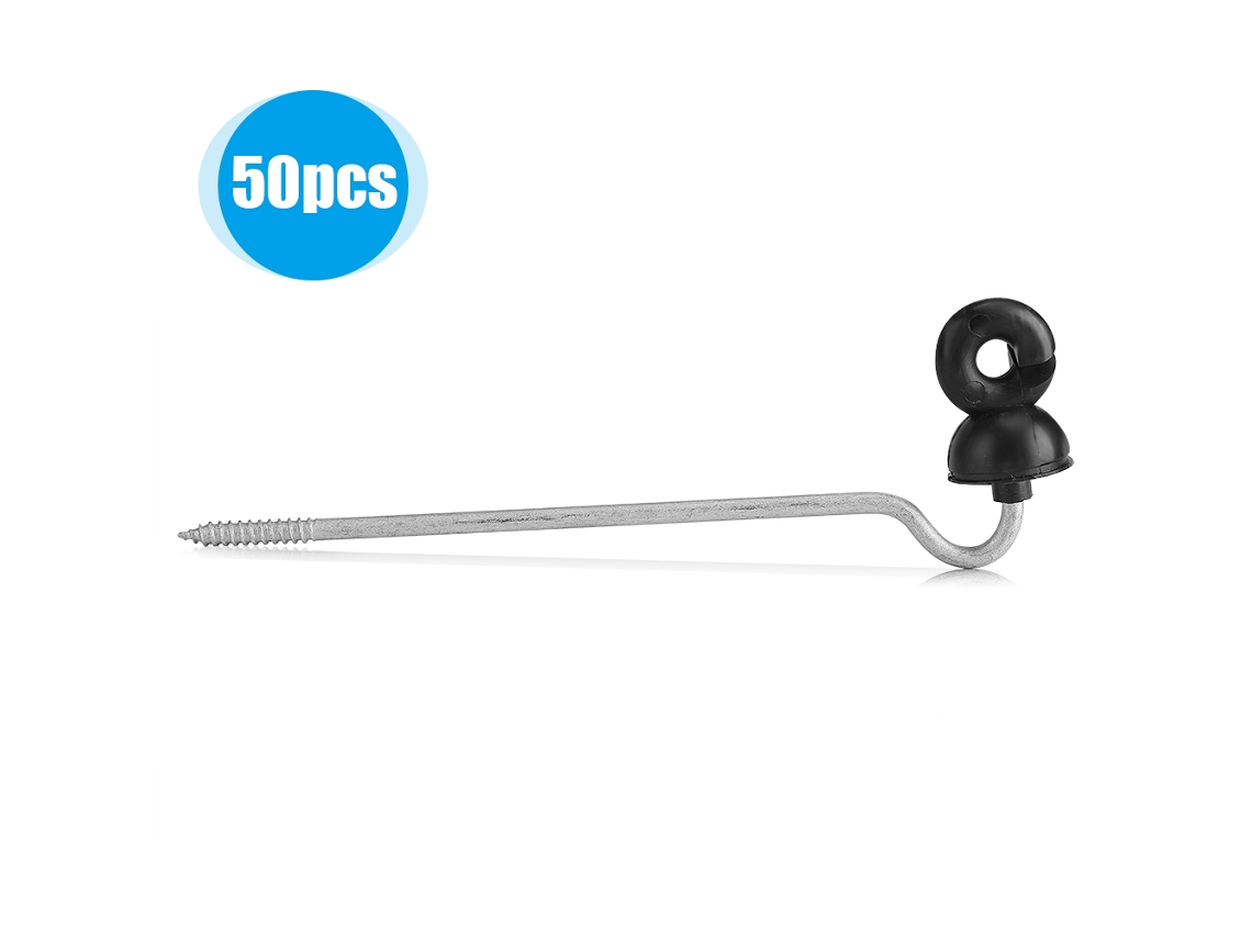 50 piezas de tornillo de anillo aislante para poste de madera, protector de campo negro