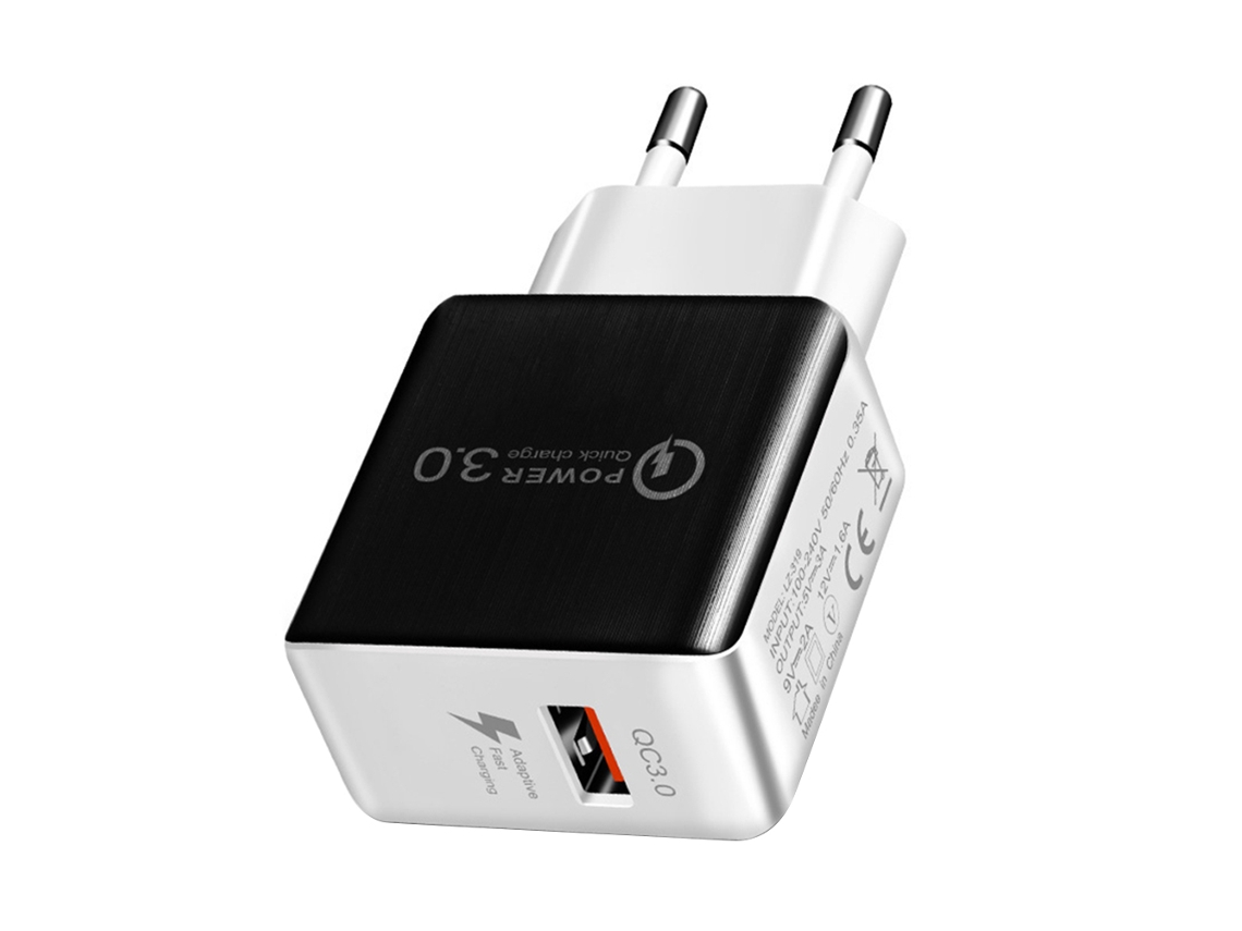 Cargador USB rápido de 18 W con adaptador de pared Quick Charge 3.0 para teléfonos móviles.