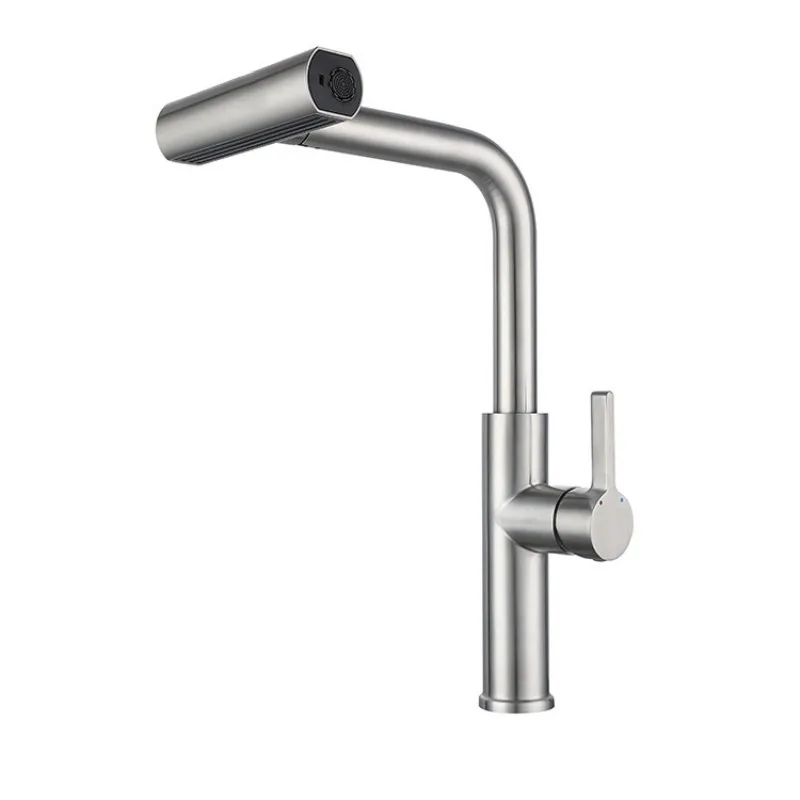 Grifo De Cocina Tipo Cascada De 4 Modos Con Rociador Extraíble (níquel Cepillado), Agua Fría Y Caliente.