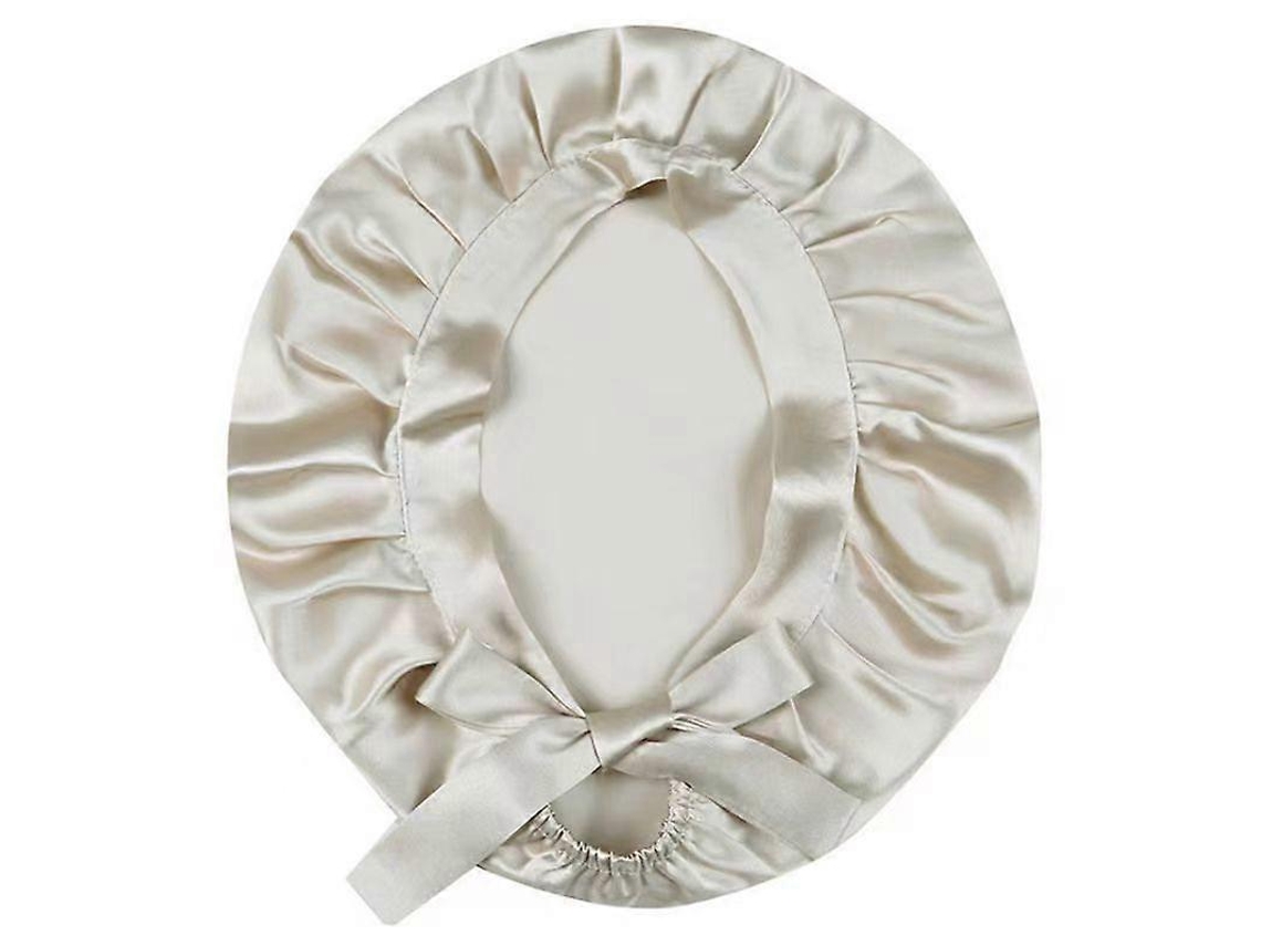 Gorra De Seda Para Dormir Ajustable, Paño De Cabello Nocturno De Seda Pura, Negro Plata