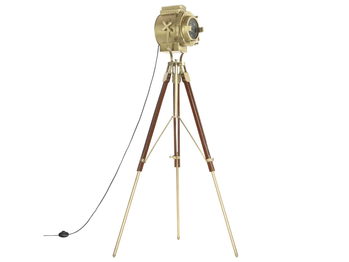 Lámpara Luminaria de Pie Trípode 193 cm Madera de Mango Maciza