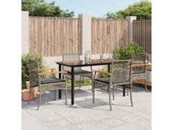 Conjunto de comedor de jardín DKD Home Decor de 5 piezas con cojines, ratán gris