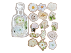 35 pegatinas decorativas de alta transparencia para scrapbooking, agendas y calendarios, con diseño de flores blancas.