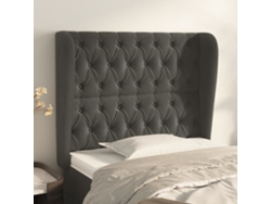 Cabecero con orejas de terciopelo gris oscuro 93x23x118/128 cm