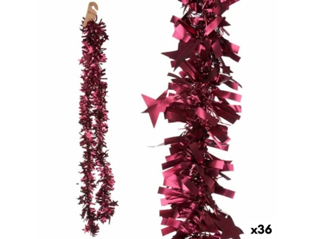 Guirnalda de Navidad Espumillón Estrellas Fucsia 9 x 9 x 200 cm (36 Unidades)