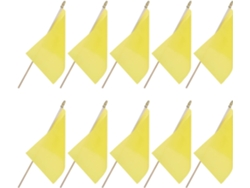 Banderas Pequeñas Inoomp, 10 Unidades Con Palo De Madera, Rectangulares, 14x21cm, Amarillas, Banderass Para Proyectos
