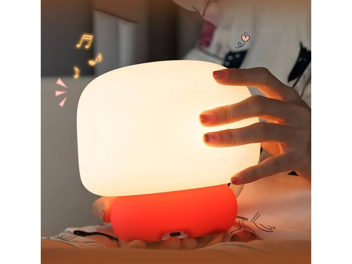 Luz nocturna de hongo para niños: lámpara de silicona suave con efectos de sonido y LED agradable a la vista (blanca)