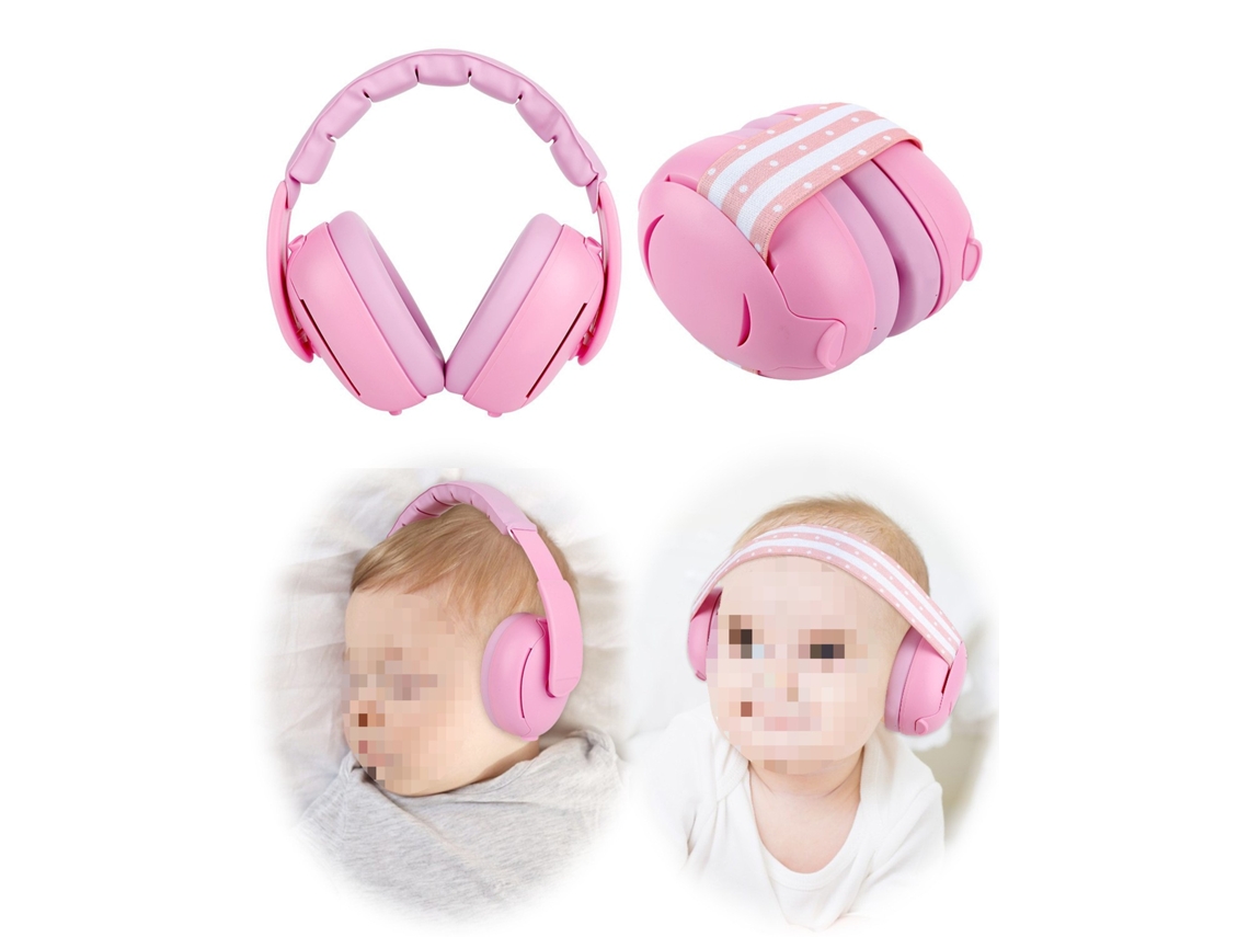 Auriculares con cancelación de ruido para bebés, dos modos, aptos para bebés de 3 meses a 4 años, color rosa Hexinyigjly