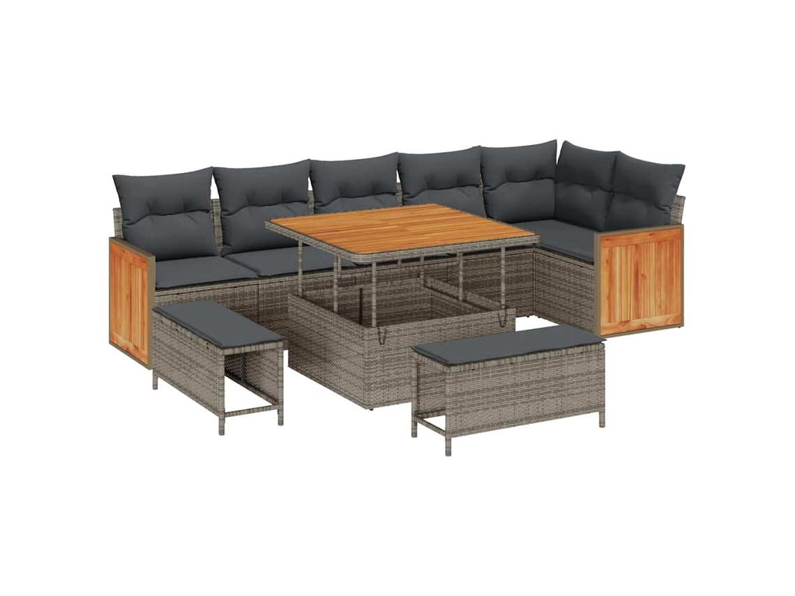 Maison Exclusive - Conjunto De Sofás De Jardín Con Cojín 9 Pcs Gris