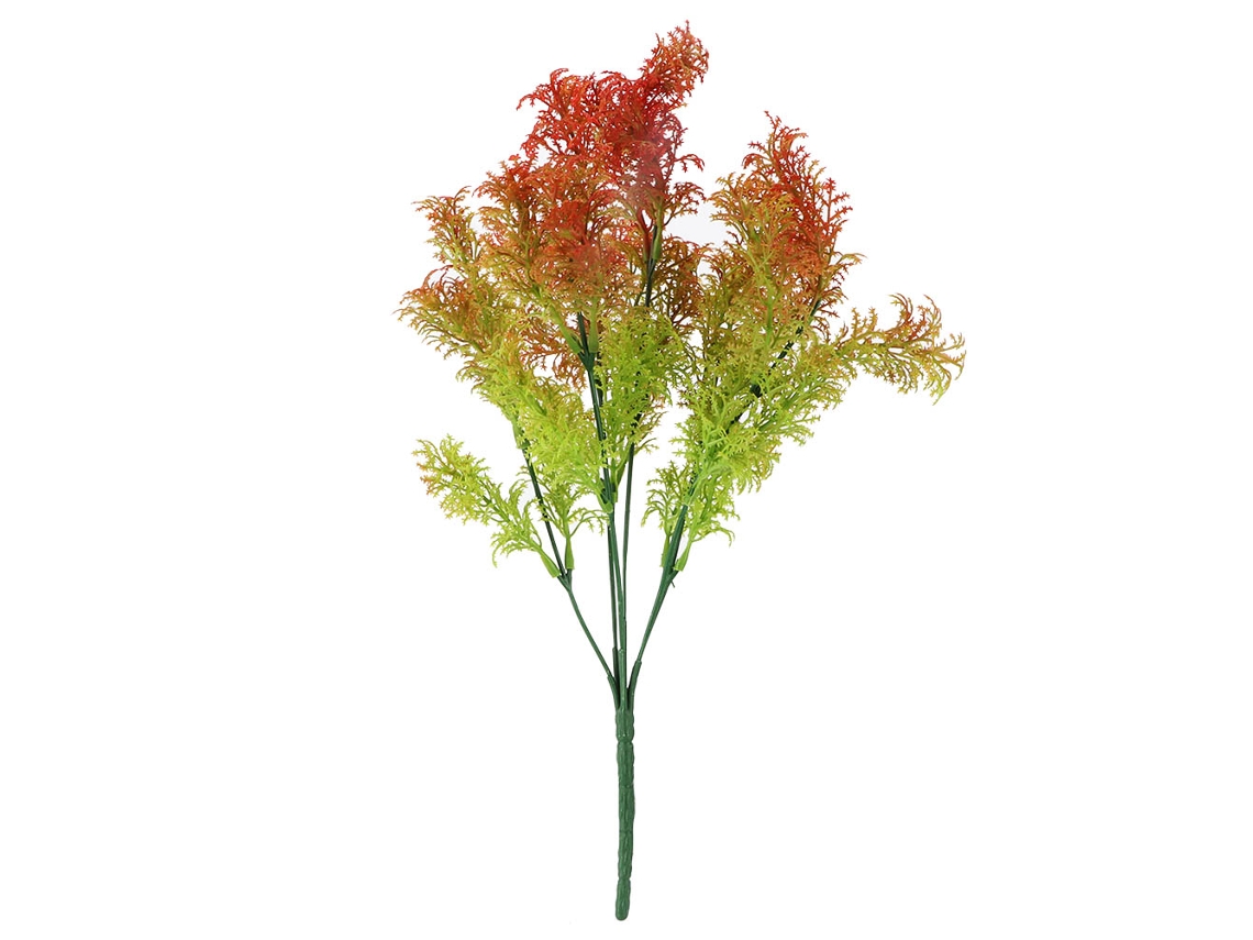Hojas artificiales, algas de plástico, decorativas, jardín naranja
