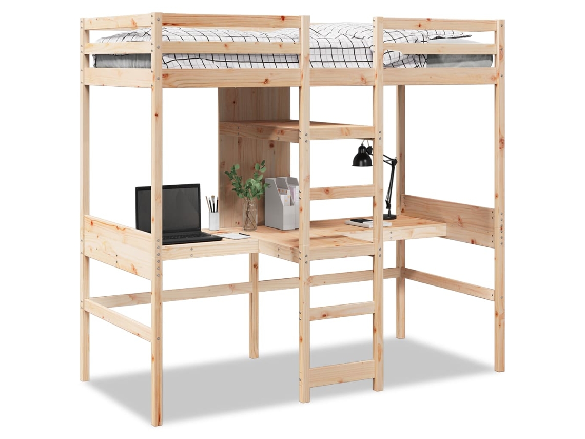 Cama Alta Sin Colchón 75x190 Cm Pino Macizo Dkd Home Decor