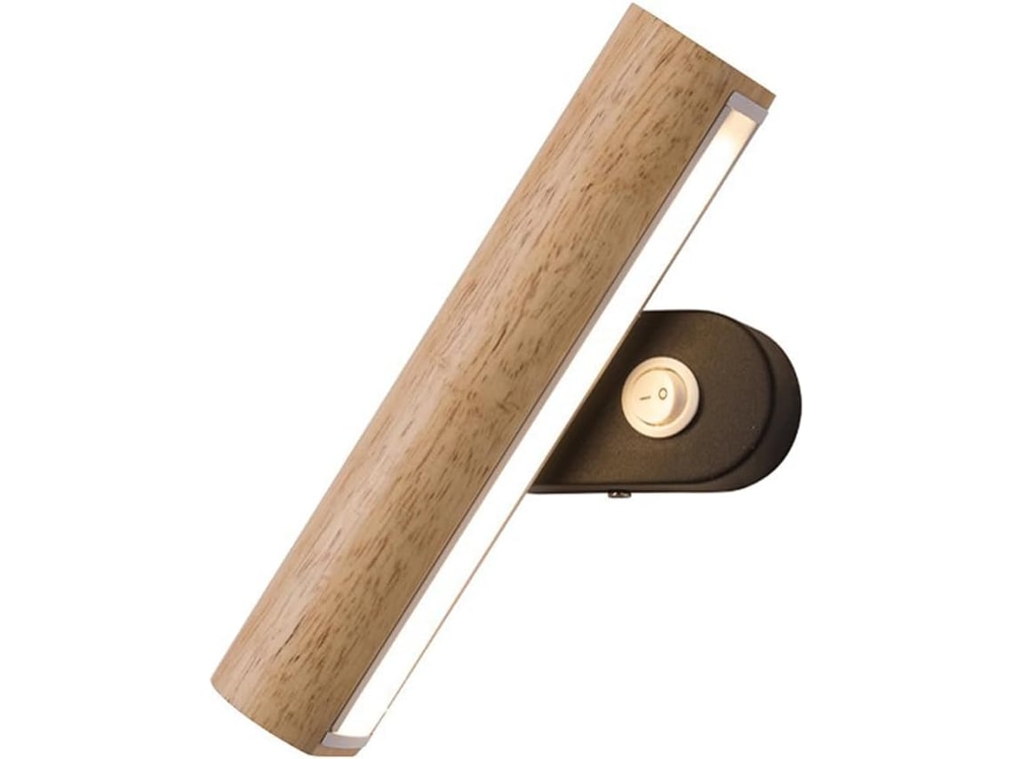 Candeeiro De Madeira Estilo Nórdico Com Interruptor, Luz Led Ajustável (6w, 12 Polegadas)