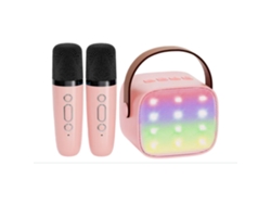 Máquina de karaoke portátil SSTRWGOOD para niños con 2 micrófonos inalámbricos y luces LED rosas