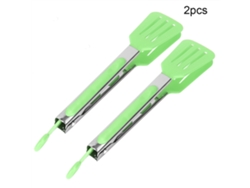2 pinzas de cocina de acero inoxidable con cabeza cuadrada para barbacoa y cocina (verde)