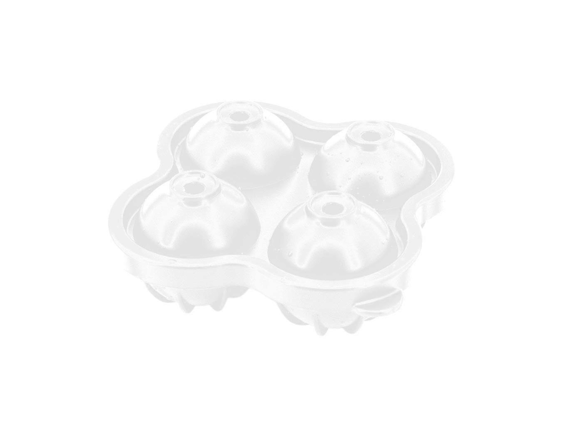 Moldes De Hielo De Silicona 4 Agujeros Con Tapa Desmontable Para Bebidas Y Comida Blanco