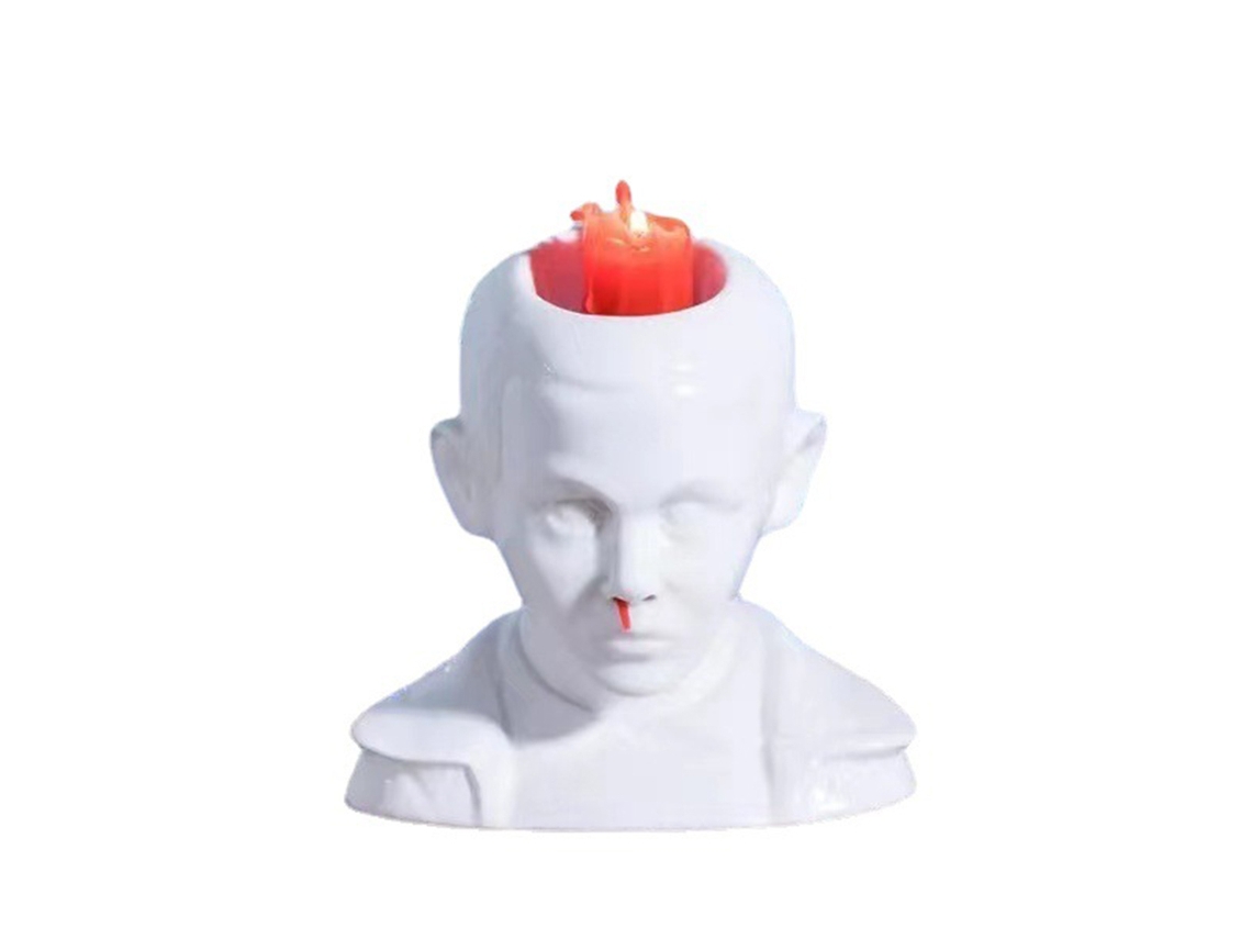 Porta Velas Escultura De Resina Cabeza Con Sangrado De Nariz Decoración De Mesa Hogar Artículos Decorativos