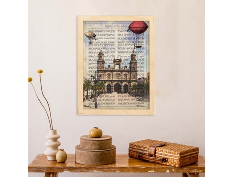 Lámina Ciudad De Las Palmas De Gran Canaria. Ilustración, Fotografía Y Collage Con La Historia De Las Palmas De Gran Canaria.