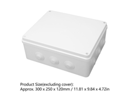Caja de conexiones eléctricas IP65, estructura ABS robusta, orificios pretaladrados para motores y productos eléctricos.