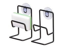 Organizador para fregadero de cocina y baño Linjou, 2 piezas, soporte de metal resistente al agua para esponja y jabón.